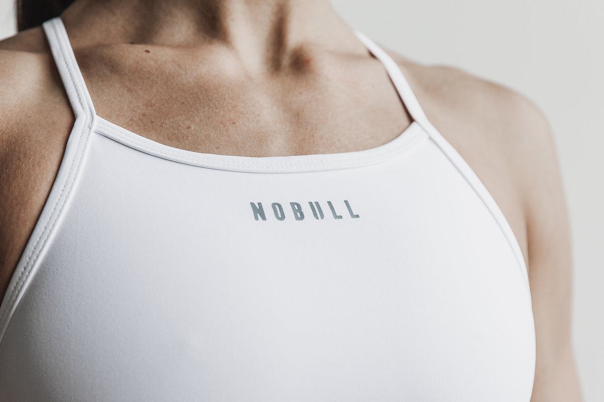 Nobull High-Neck Women's Sports Bras White | Australia (PX4192)